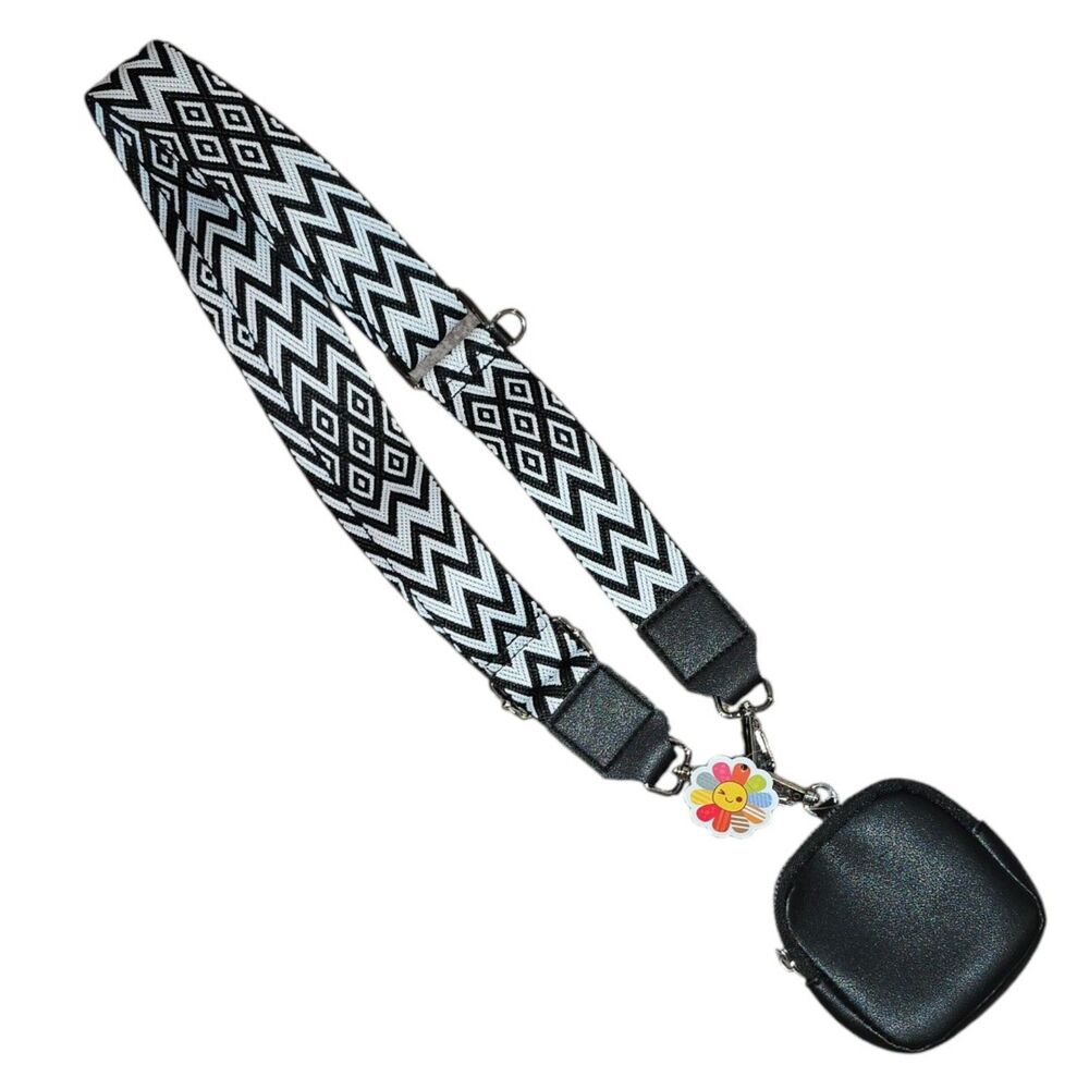 RUORANSUN Chevron Adjustable Purse Strap Black White Guitar Style Bag Strap Wide